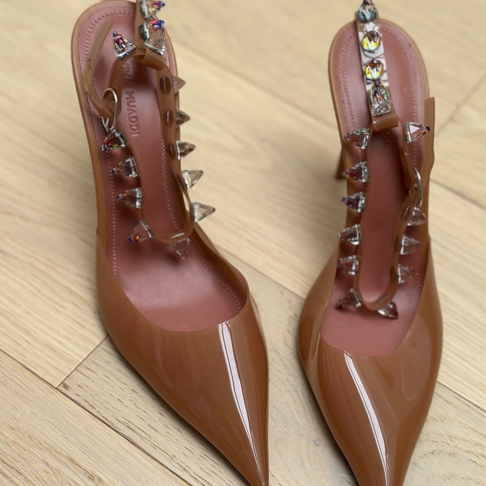Amina Muaddi Tan Julia Heels